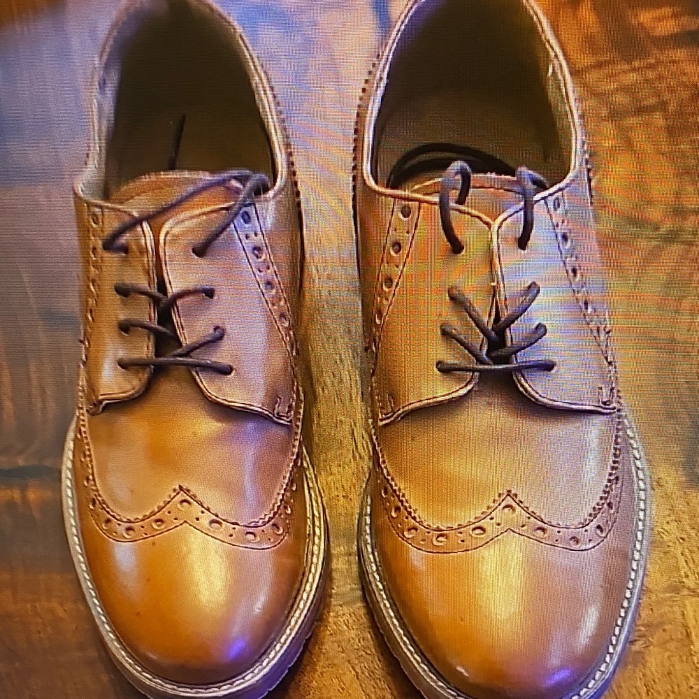 Men's Tan Brogue Derby Shoes – Classic Leather Oxford Style